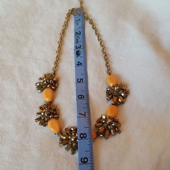 J Crew Vtg Necklace gold tone and orange - Picture 10 of 16